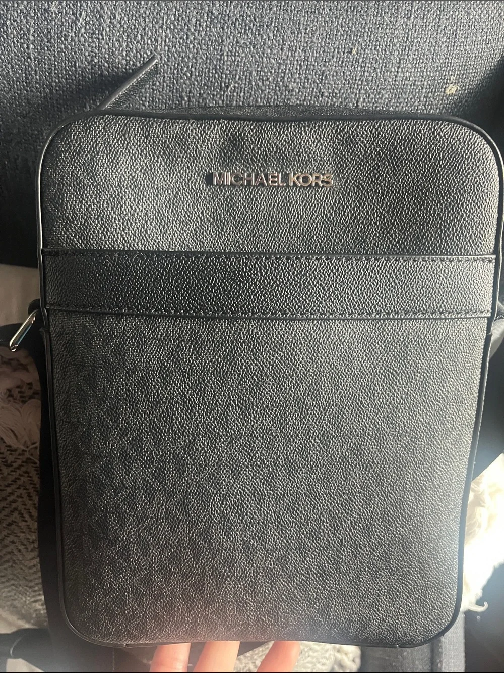 Michael Kors Black Pebbled Leather Messenger Bag